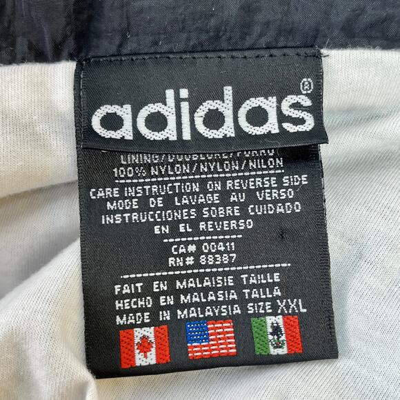 Adidas Men's 2XL/3XL Track Jacket Nylon Blue Black Logo Mock Neck Full Zip 1990s - Picture 3 of 4